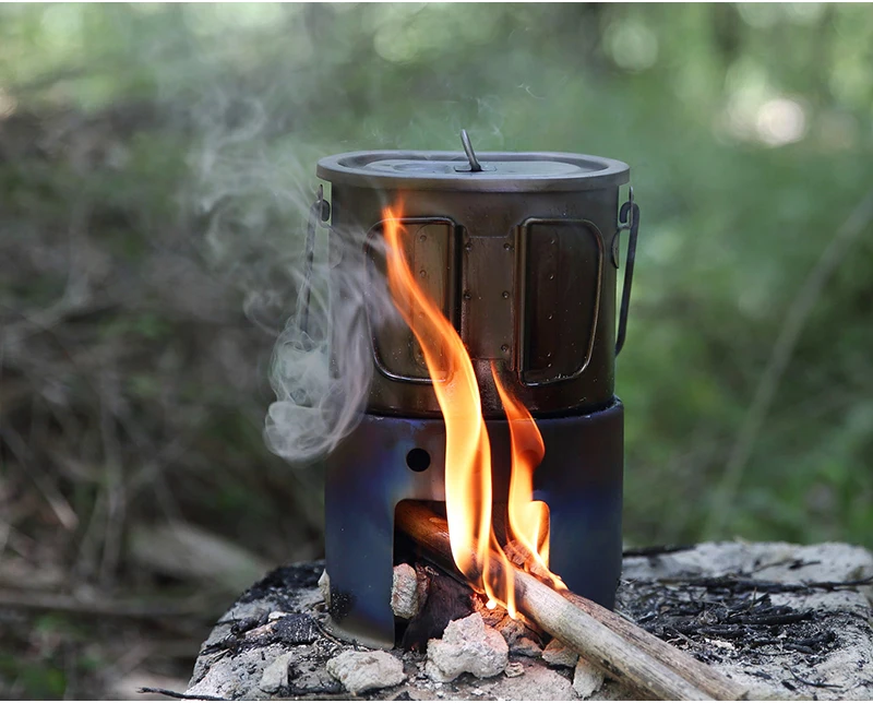 Camping Pot, Titânio, Tamanho Mini, 2 em 1, Taça Cantina, Ti2005C