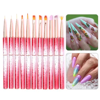 

1 Pc UV Gel Nail Brush Pen Gradient Broken Ice Handle Colorful Drawing Painting Pen DIY for Nail Art Design Tool