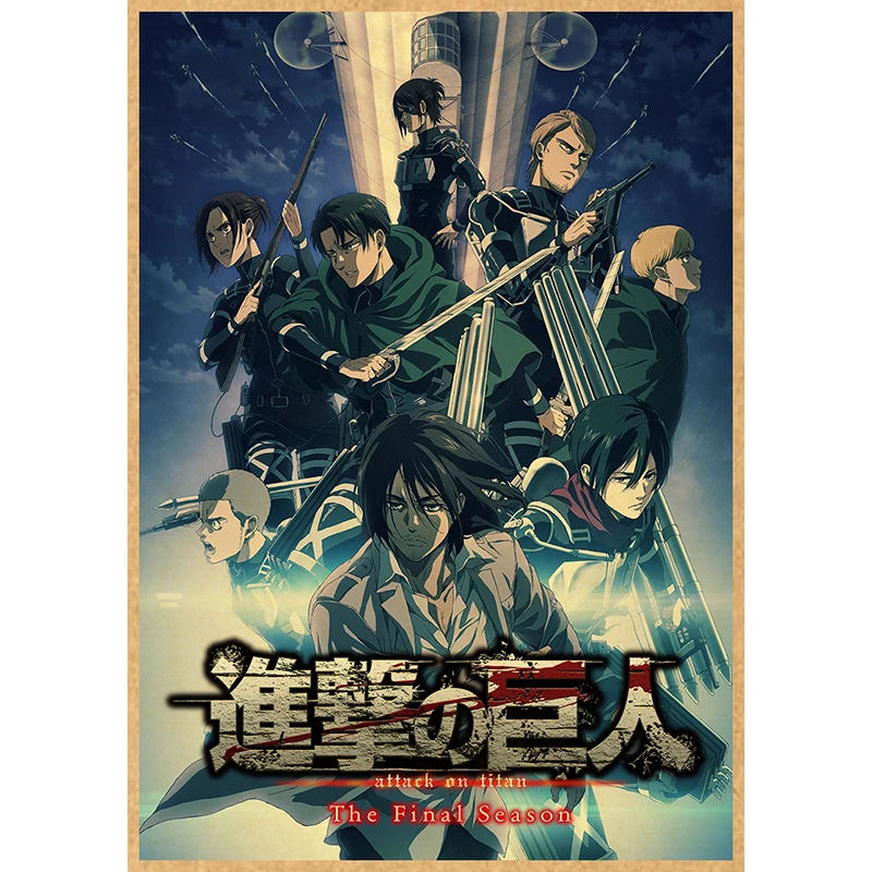 Attack on Titan Anime Poster Decor For Home Posters Room Wall Pictur Kraft Paper Retro And Prints Art Bar Cafe Stickers