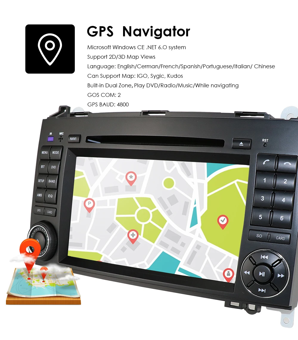 Clearance 2 Din 7 Inch Car DVD Player For Mercedes/Benz/Sprinter/W209/W169/Viano/Vito/B200 DAB BT GPS Navigation Radio RDS BT Mirrorlink 6