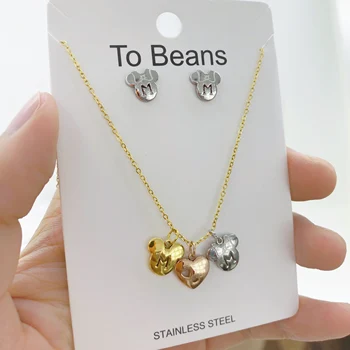 

Accessories Love Necklace Stainless Steel Hollow Mickey Minnie Cartoon Necklace Jewelry For Women Girls Holiday Birthday Gifts