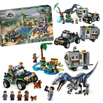 

New Jurassic Park World Baryonyx Face-Off Treasure Hunt Building Block Lepining Jurassic Bricks Toys For Children