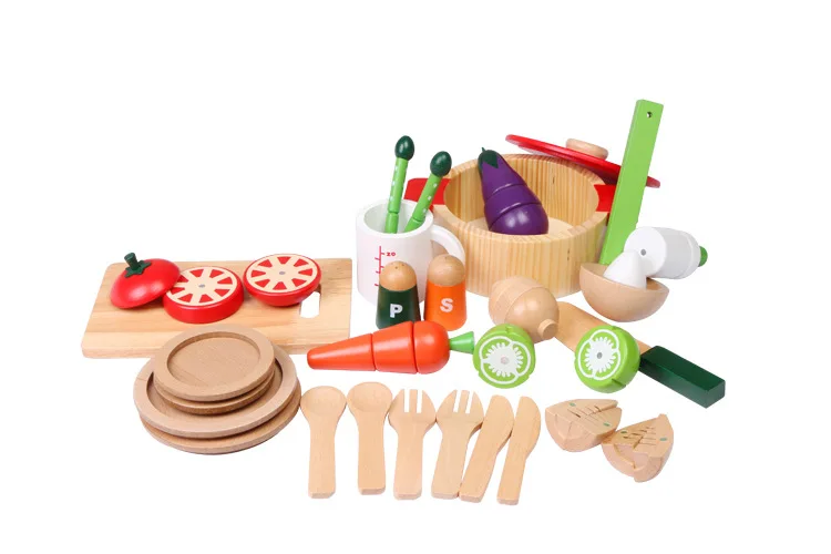  Export Large Wooden Box Magnetic Earnestly Model Play House Kitchen Toy Fruit & Vegetable Slicer - 4000267426749