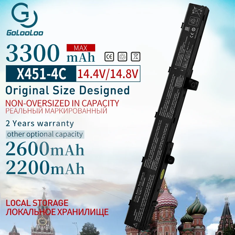 Najtaniej Golooloo 3300mAh 14.4V czarny A31N1319 bateria do laptopa asus A41N1308 A31LJ91 X451 X551 X451C X451M X551C X551M 0B110 00250100