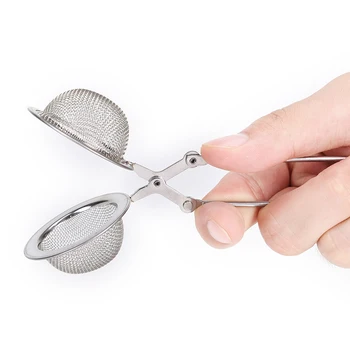 

Steel Spoon Tea Ball Infuser Filter Squeeze Leaves Herb Mesh Strainer