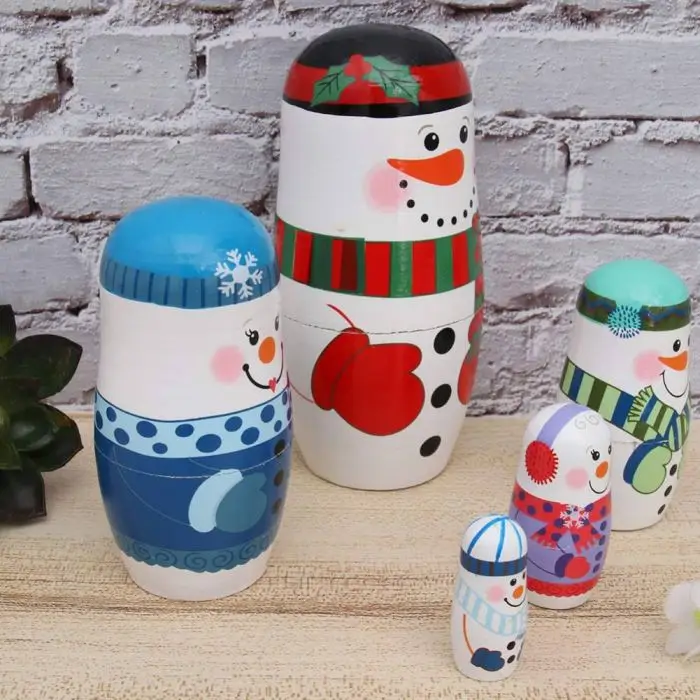 Горячая Снеговик Деревянный Matryoshka Русская Матрешка 5 слоев укладки игрушка Ремесло Декор