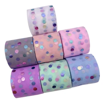 

25yards 60mm Colorful Glitter Dots Organza Stain Ribbon for DIY Crafts Hair Accessories Handmade Material Gift Box Ribbons