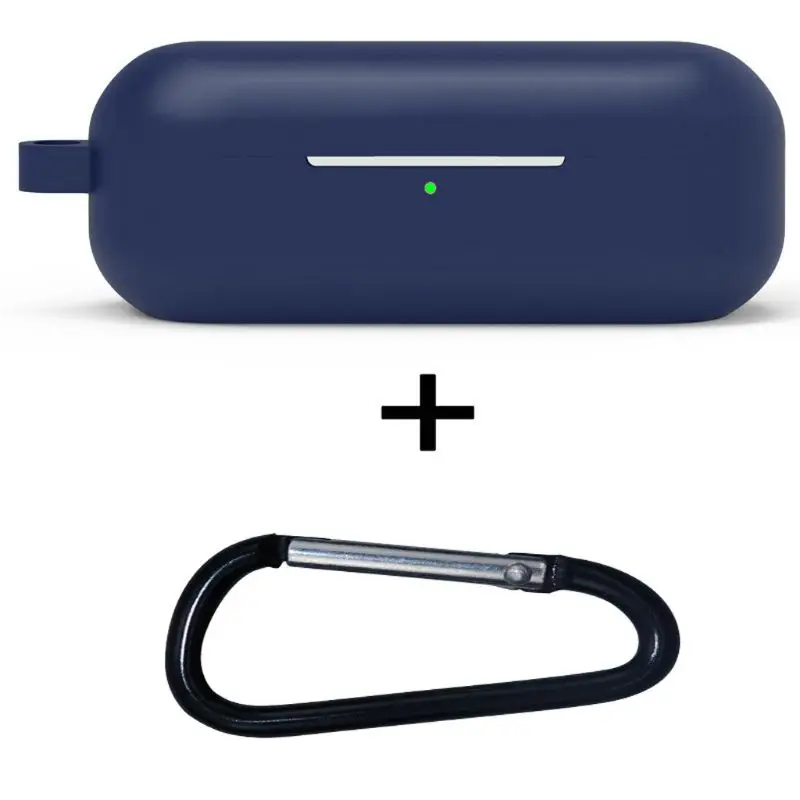Силиконовый Полный Защитный чехол для huawei FreeBuds Lite l29k силиконовый чехол и карабин - Цвет: Синий