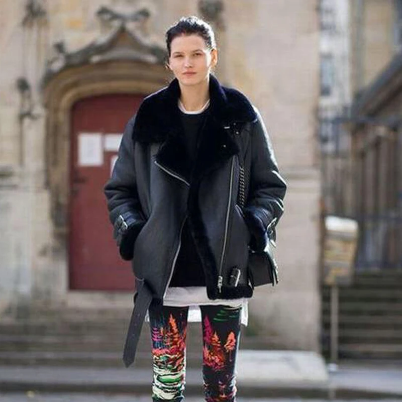 Winter Warm Vintage Fur Jacket Women Coats Brand Clothing Woman Faux Leather Fashion Streetwear A895 | Женская одежда
