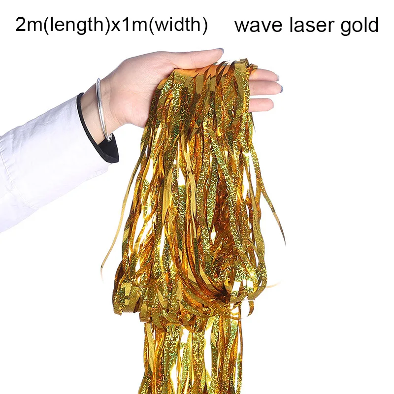 wave laser gold Волнистый фон для вечеринки в честь Дня Рождения занавеска s мишура бахрома фольга волнистая форма занавеска детский душ свадебное украшение фотобудка шторы - Цвет: wave laser gold