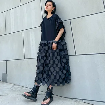 

XUXI Dress Suitable For Fat People Foreign Style Large Size Belly-covering Slim Dress A- Line Dress Feminine Temperament FZ1584