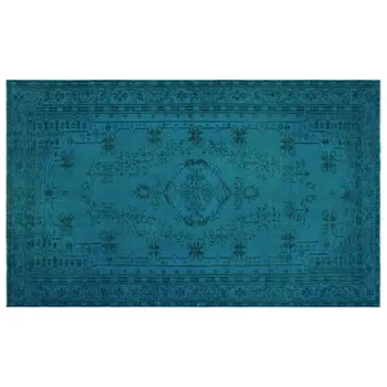 

Handmade Turquoise Vintage Overdyed Turkish Area Rug 160x267 Cm-5'3''X8'9''