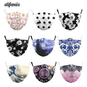 

Adult Pink Flower Van Gogh Painting Print Face Fabric Masks Mouth Cover Reusable Protection Washable Masks for Women Men