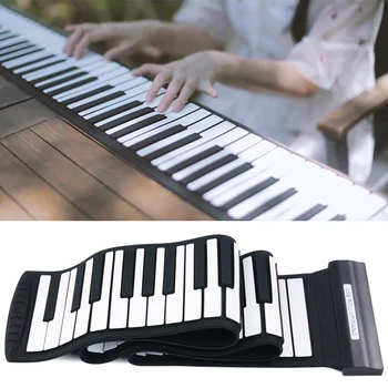 

Foldable 88 Key Electronic Keyboard Beginner Silicone MIDI Output With Speaker Flexible Recording For Kids Soft Roll Up Piano