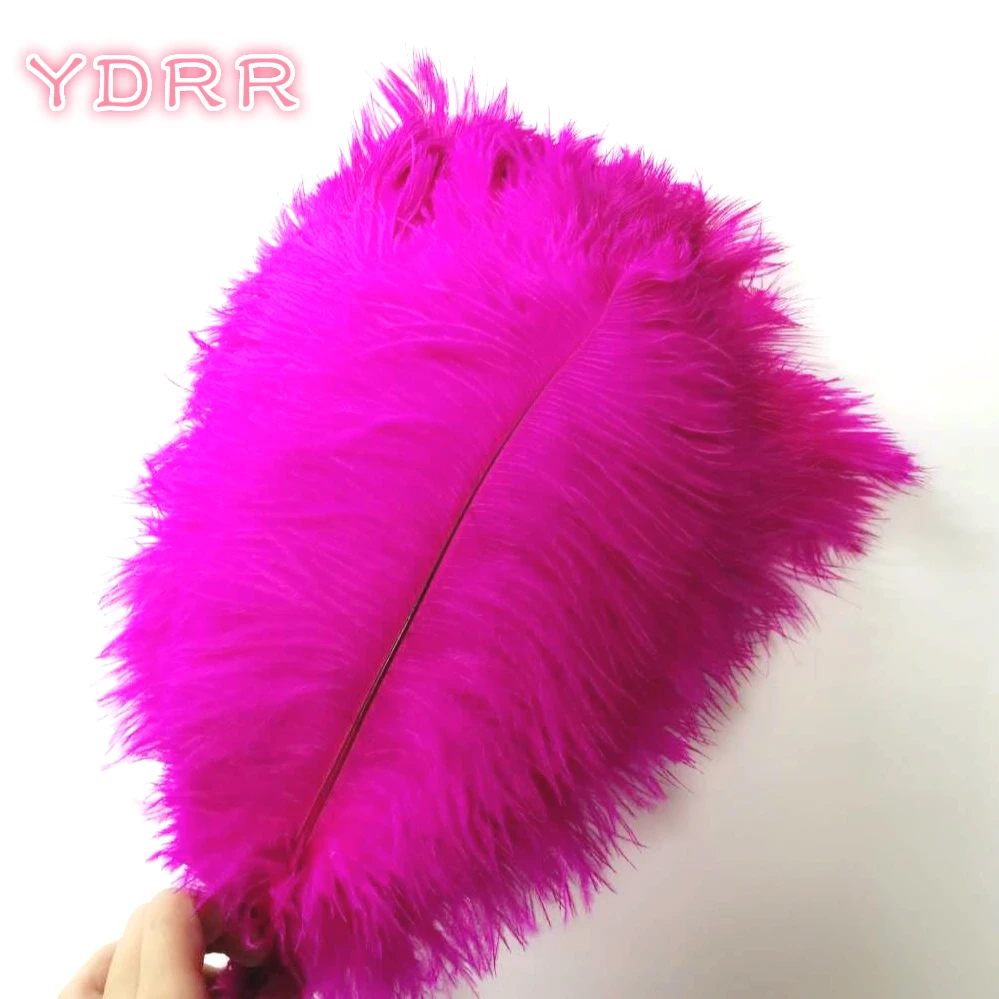 deep pink Лучшее качество 40-45сантиметров страусиные перья отбеленные белые свадебные перья окрашенные розовые Шлейфы для украшения свадебного букета - Цвет: deep pink
