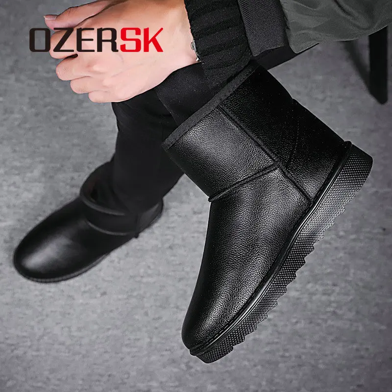 Бренд OZERSK; коллекция года; модные мужские Ботильоны; сезон осень-зима; уличные Водонепроницаемые зимние ботинки; Теплая обувь для мужчин