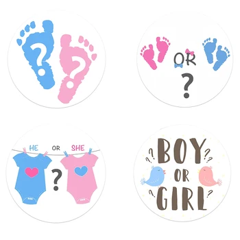 

Gender Reveal Team Boy Team Girl Stickers Boy or Girl He or She Tags Labels Party Creative Decoration Baby Shower Supplies