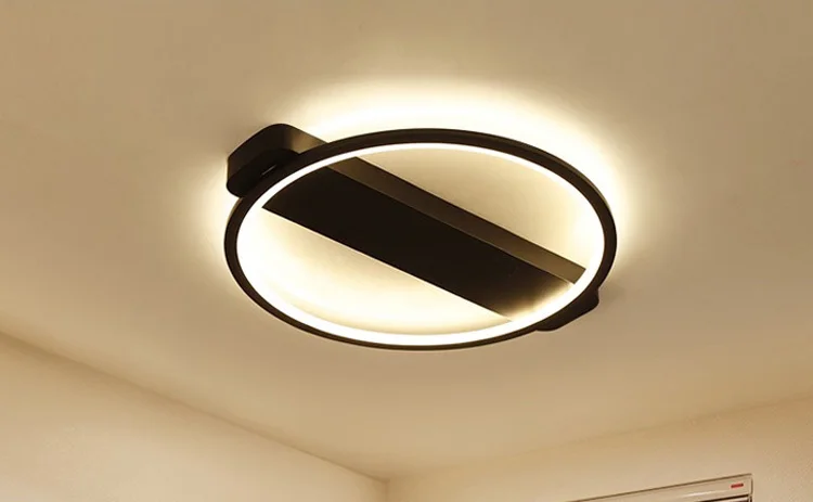 Современные светодиодные потолочные лампы с черно-белым кольцом для столовой, гостиной, спальни, Светильники для дома, лампа с дистанционным AC85-265V, люстры