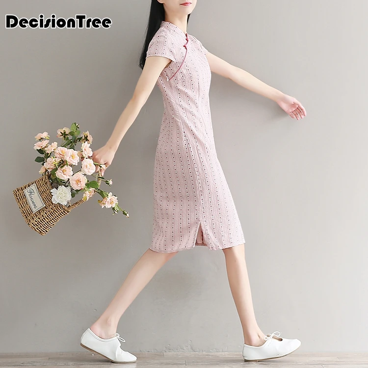 Китайское платье cheongsam qipao с цветочным принтом, винтажное Восточное стильное Хлопковое платье в китайском стиле, современное платье cheongsam