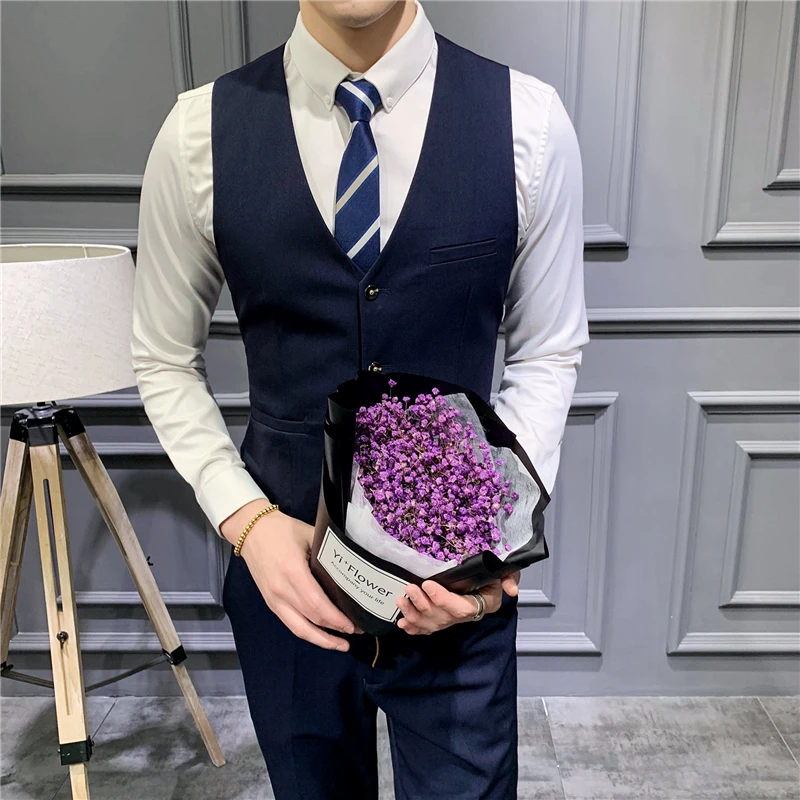 

New Arrival Dress Vests For Men Slim Fit Mens Suit Vest Male Waistcoat Gilet Homme Casual Sleeveless Formal Business Jacket
