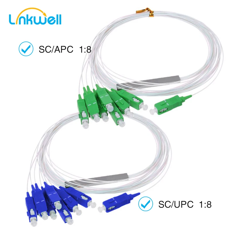 1x8 Высокое качество 10 шт./лот PLC SC/APC SM 0 9 мм стальная труба FTTH волоконно оптический сплиттер 1 м SC APC разъем 1:8