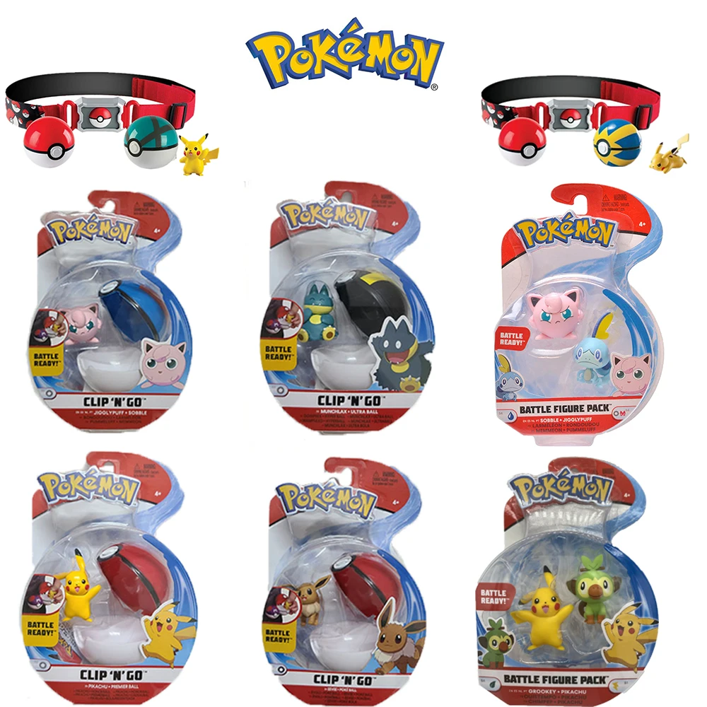 

TAKARA TOMY Pokemon WCT Go Game Pikachu Charizard Figurine Pokemon Clip N GO Carry Poke Ball Belt Set PVC Action Figure Toys