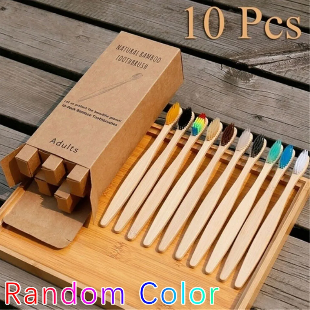 10pcs 5/10 шт. Зубная щётка eco-friendly Радуга из мягкого бамбукового волокна Зубная щётка биоразлагаемые зубная щетка твердый бамбуковый ручка Зубная щётка yc - Цвет: 10pcs