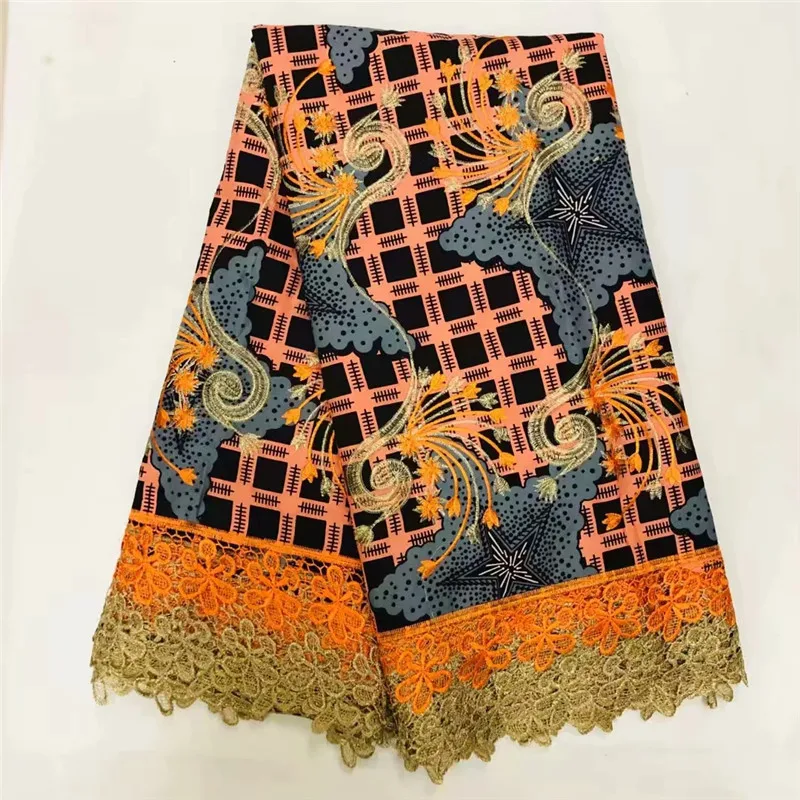

100% cotton ankara card lace fabric wax prints 2019 lace fabric guipure lace with ankara wax prints XM081515