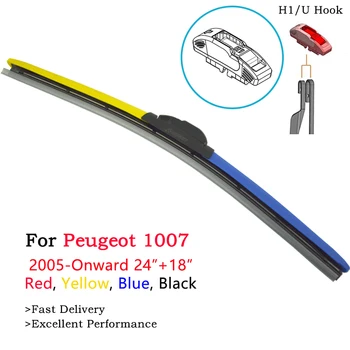 

HESITE Car Front Hybrid Windshield Wiper Blades For Peugeot 1007 Accessories Premium Universal Windscreen Wipers Red Blue Yellow