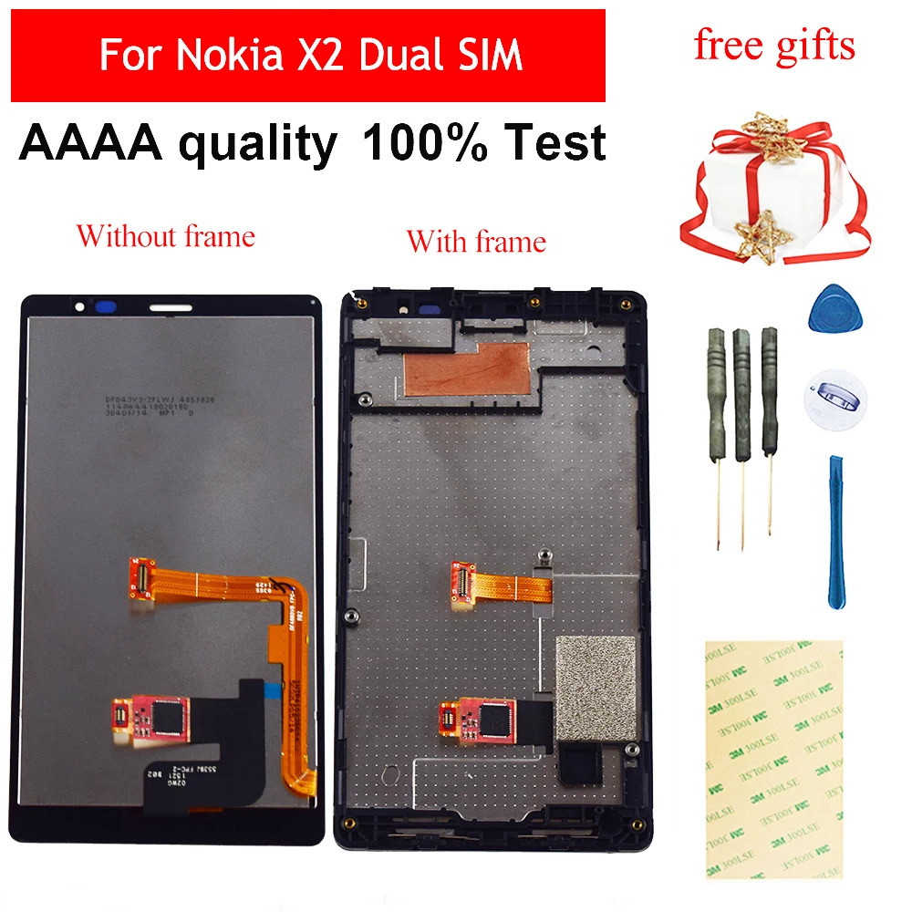 Скидка Для Nokia X2 Dual SIM RM 1013 X2DS сенсорный экран дигитайзер панель сенсор стекло + ЖК дисплей панель экран модуль сборка Рамка