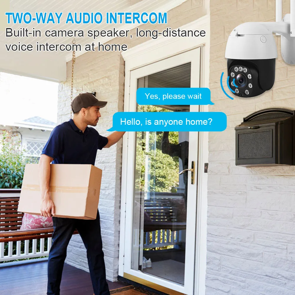 Беспроводная камера видеонаблюдения 5 МП Wi Fi 1080P HD 5X оптический зум PTZ скоростная