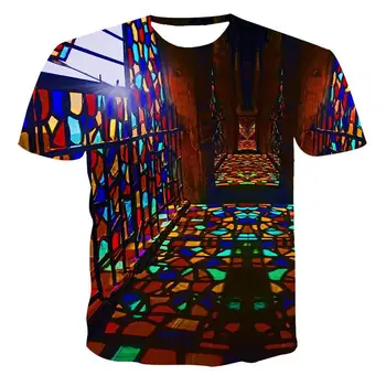 

Hot sale color diamond mosaic series 3dT-shirt 2020 summer unisex tops factory direct sales