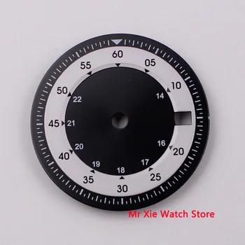 

28.5mm BLIGER white dial date window dual time zone Watch Dial fit DG2813 MIYOTA 8215 Movement