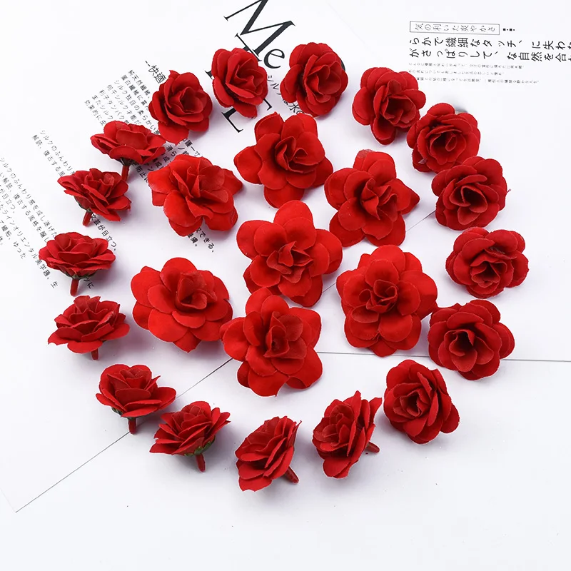 10 Pieces Red Roses Scrapbooking Flowers Wall Bridal Accessories Clearance Christmas Decorations for Home Artificial Flowers