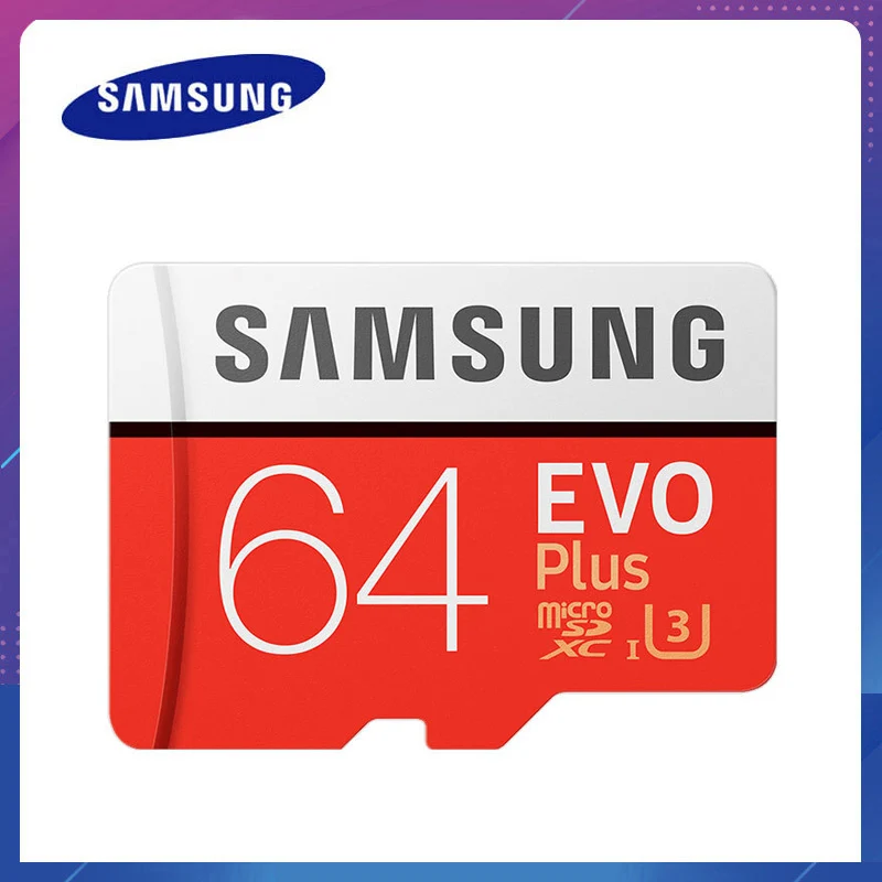 100% оригинальный SAMSUNG карта памяти Micro SD card 64 Гб u3 карты EVO Plus Class10 TF C10 80 МБ/с. MICROSDXC UHS-1
