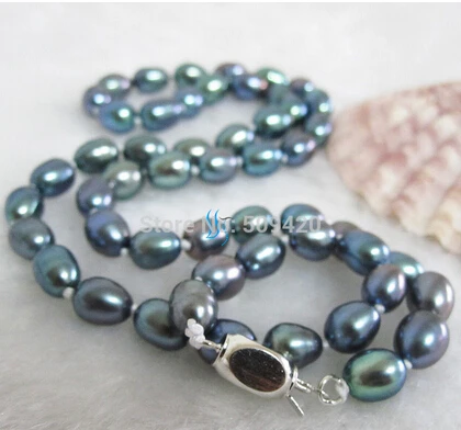free shipping &gt&gt&gt&gt18&quot 6-7mm Peacock AA Rice Freshwater Pearl Necklace | Украшения и аксессуары