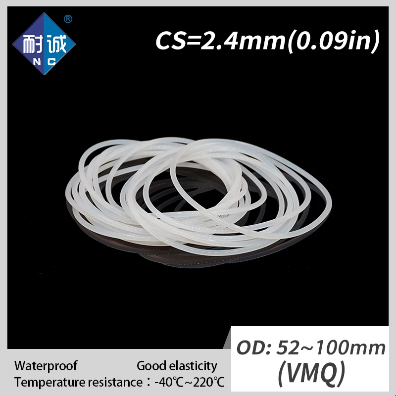 1 шт./лот силиконовой резины oring VMQ CS 2,4 мм OD52/56/58/60/65/70/75/80/90/100 мм уплотнительное кольцо уплотнительное Силиконовое кольцо водонепроницаемое
