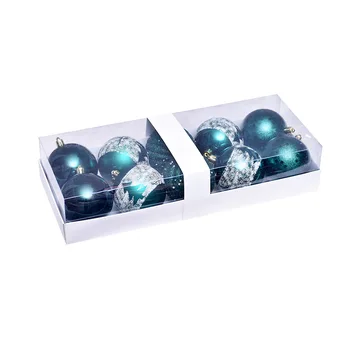 

10pcs Hot Christmas Tree Ornaments Blue 8cm Christmas Ball Plastic Gift Ball For Xmas Holiday Decoration Hanging Ornaments