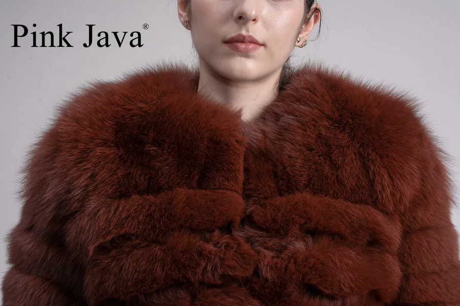 Розовая JAVA QC1823 женская шуба из натурального Лисьего меха Верхняя одежда из натурального Лисьего меха пушистый мех осень и зима новое поступление