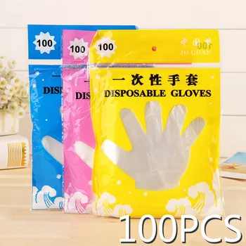 

100 pcs / set of food grade disposable gloves transparent kitchen tools safety gloves environmental gloves waterproof