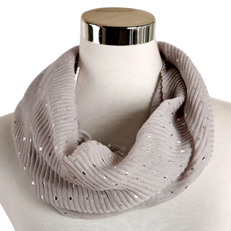 FOXMOTHER Новая мода белый розовый горошек Crinkle теплый шарф на шею короткий шарф с украшением в виде подвески кольцо шарфы для женщин