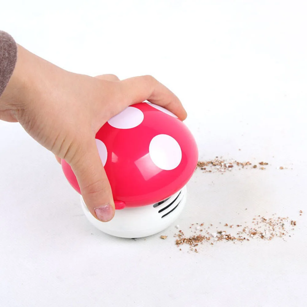 

Mini Table Vacuum Cleaner Mushroom Shaped Dust Cute Corner Desk Sweeper Dust Collector Household Computer Keyboard Clean Brush