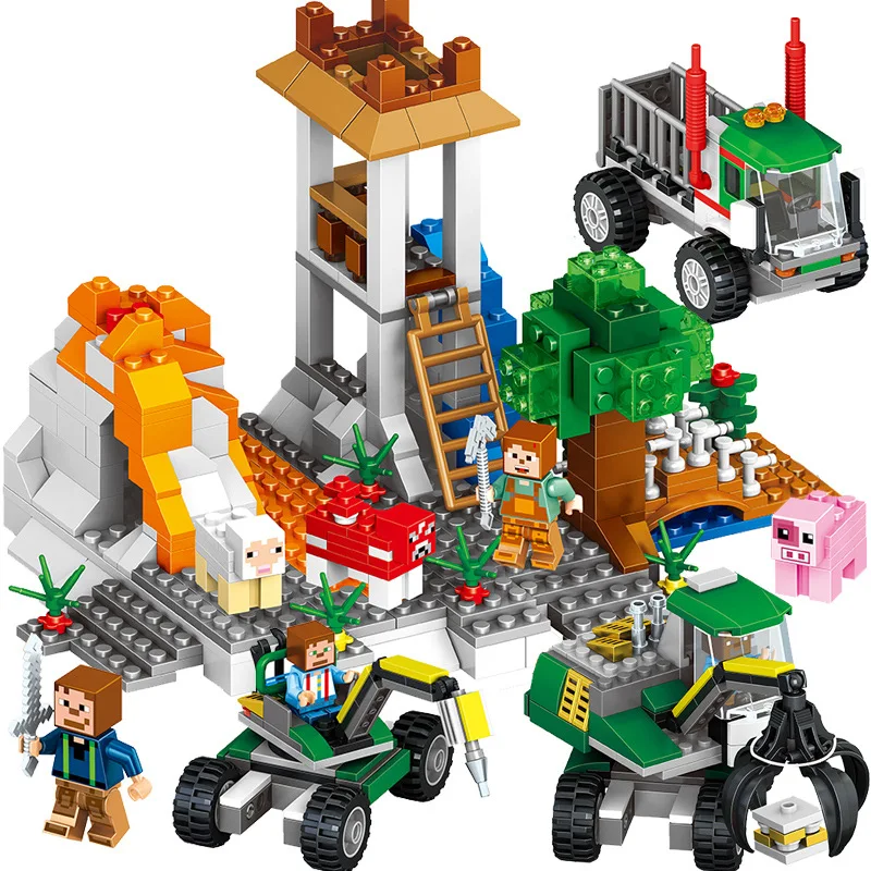 

649pcs My World QL0523 Corral Volcano Friends Legoings Minecraftings Building Blocks Playmobil Duplos Bricks Children Toy Gifts