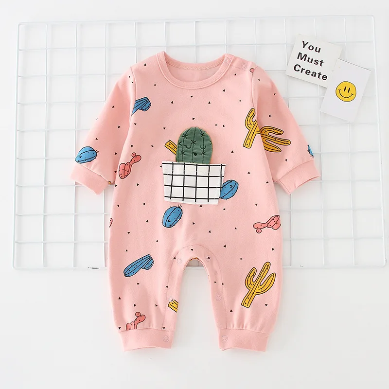 

Infant Spring And Autumn Clothes Newborns Romper BOY'S BABY'S FIRST Month Crawling Clothes Female Baby Pajamas Pure Cotton 01 Ye