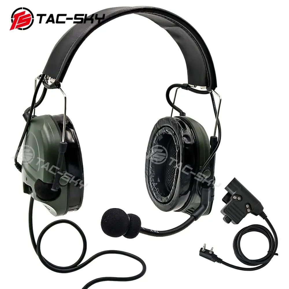 

TAC-SKY military noise reduction pickup tactical headset COMTAC I silicone earmuff version FG+ U94 PTT walkie-talkie accessories