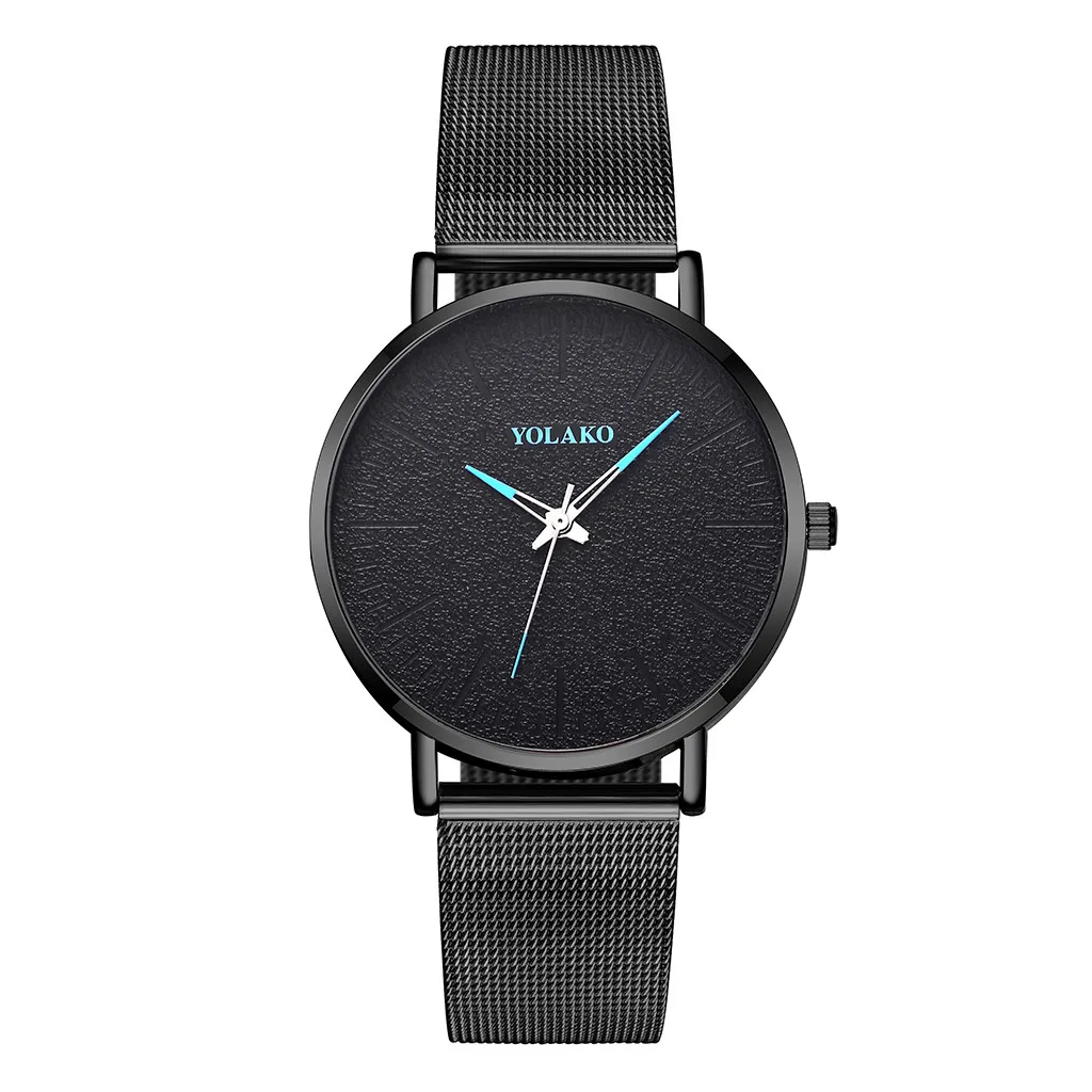 YOLAKO Men's Watch Luxury Brand Ultra-thin Alloy Mesh Belt Fashion Frosted Three-needle Wrist Watch relogio masculino - Цвет: B