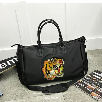 

Women Travel Bag Large Capacity Luggage Bags Waterproof Nylon Sports Bag Travel duffel Embroidered Tiger Pattern Weekend Pack