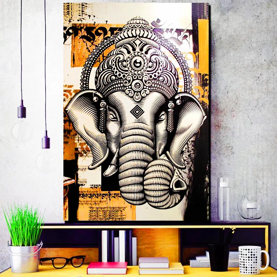 Schwarz und Weißen Elefanten Einzel Moderner Wand Kunst Druck Pop Kunst Bild Und Poster Rahmen Hängen Blättern Leinwand Malerei Hause decor