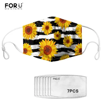 

FORUDESIGNS Sunflowers Pattern Breathable Face Masks Adjustable Mouth Masks for Ladies Outdoor Cycling Masks with PM2.5 Filters