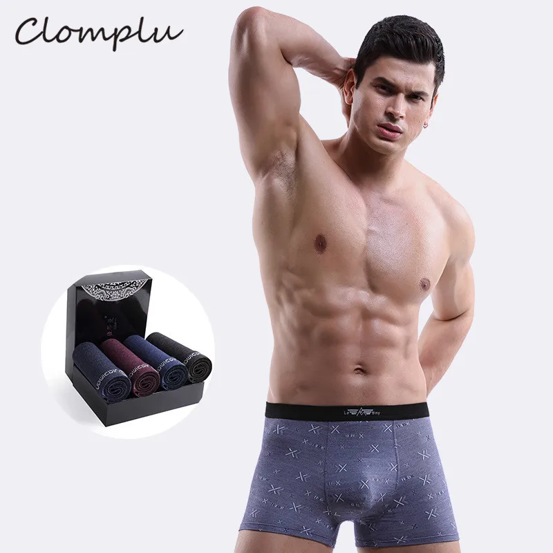 Clomplu Мужское нижнее белье 4 шт. Модные дышащие мягкие Модальные боксеры для мужчин боксеры шорты Нижнее белье L-3XL